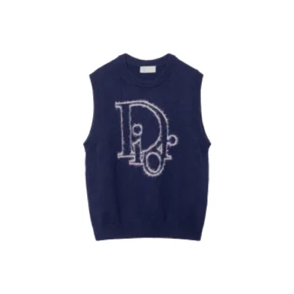 DIOR BLUE CASHMERE MOHAIR BLEND KNIT SWEATER